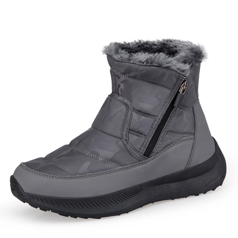 Women's Waterproof Fleece-Lined Wedge Heel Mid-Calf Snow Boots — Warm Winter Outdoor Boots – Back View | TajStylo