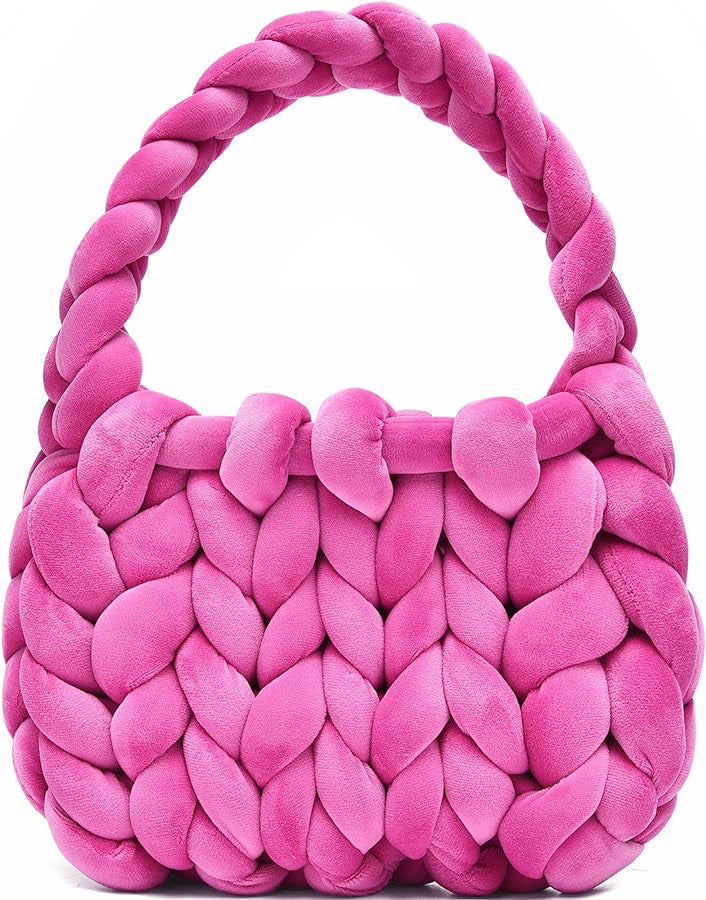 Women's DIY Hand-Woven Crystal Velvet Crossbody Shoulder Bag – Model View | TajStylo