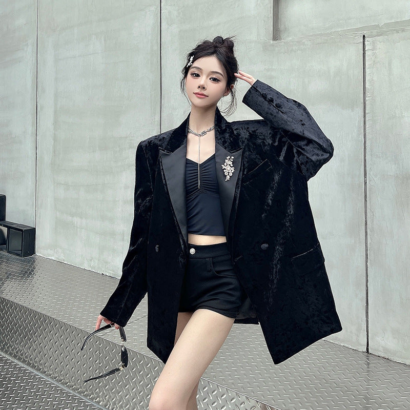 Black Velvet Suit for Women | Tajstylo