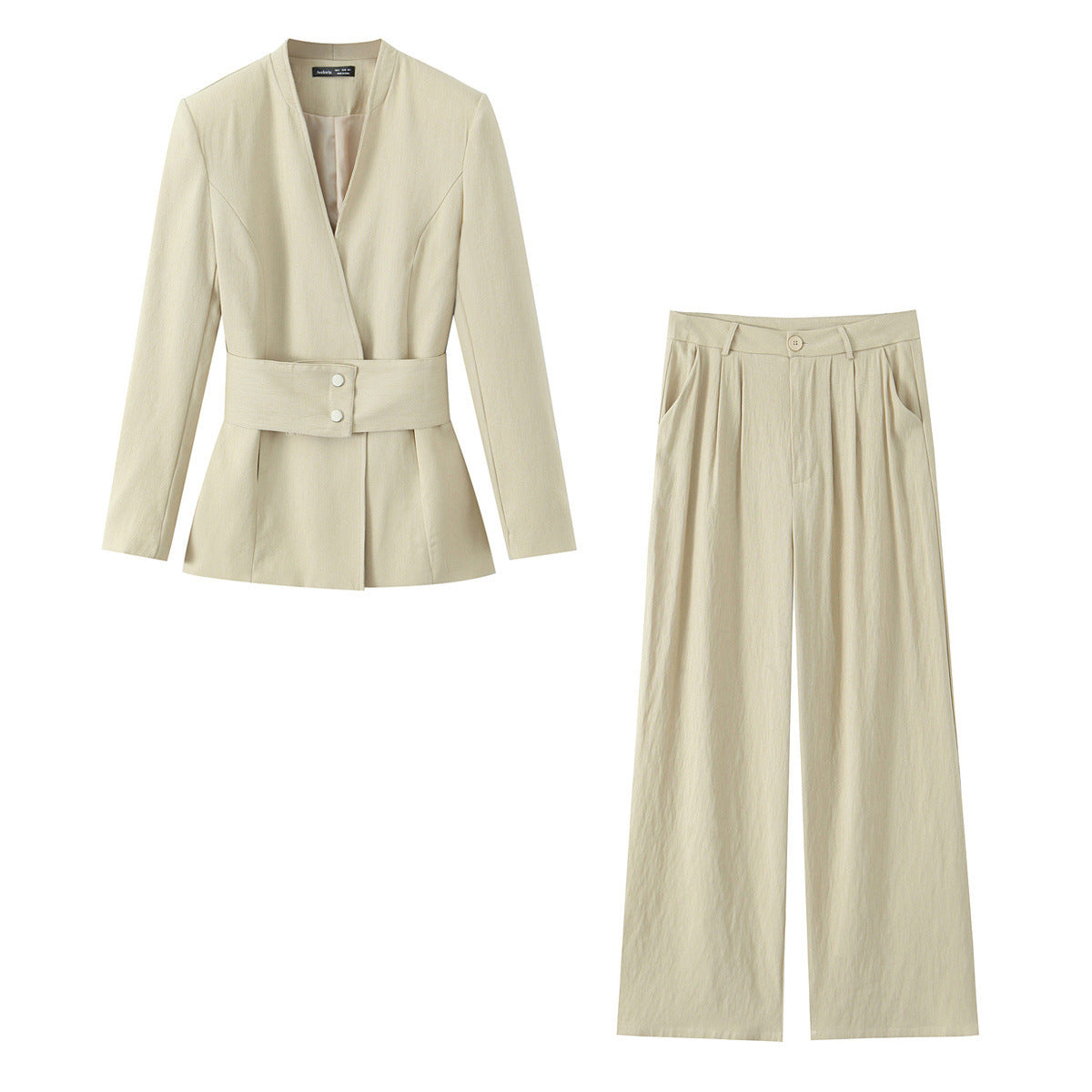 Tailored Waist Belt Suit Jacket and Pants Set | Tajstylo