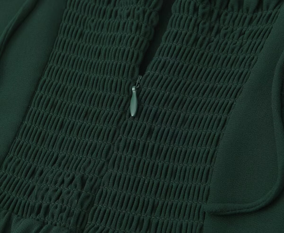 Dark Green Fitted Sleeveless Long Dress | Tajstylo