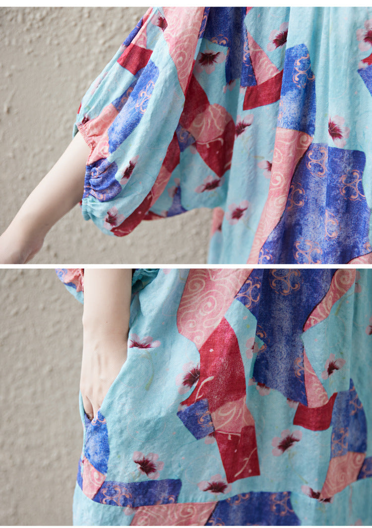 Multi-Color Printed Loose Dress | Tajstylo