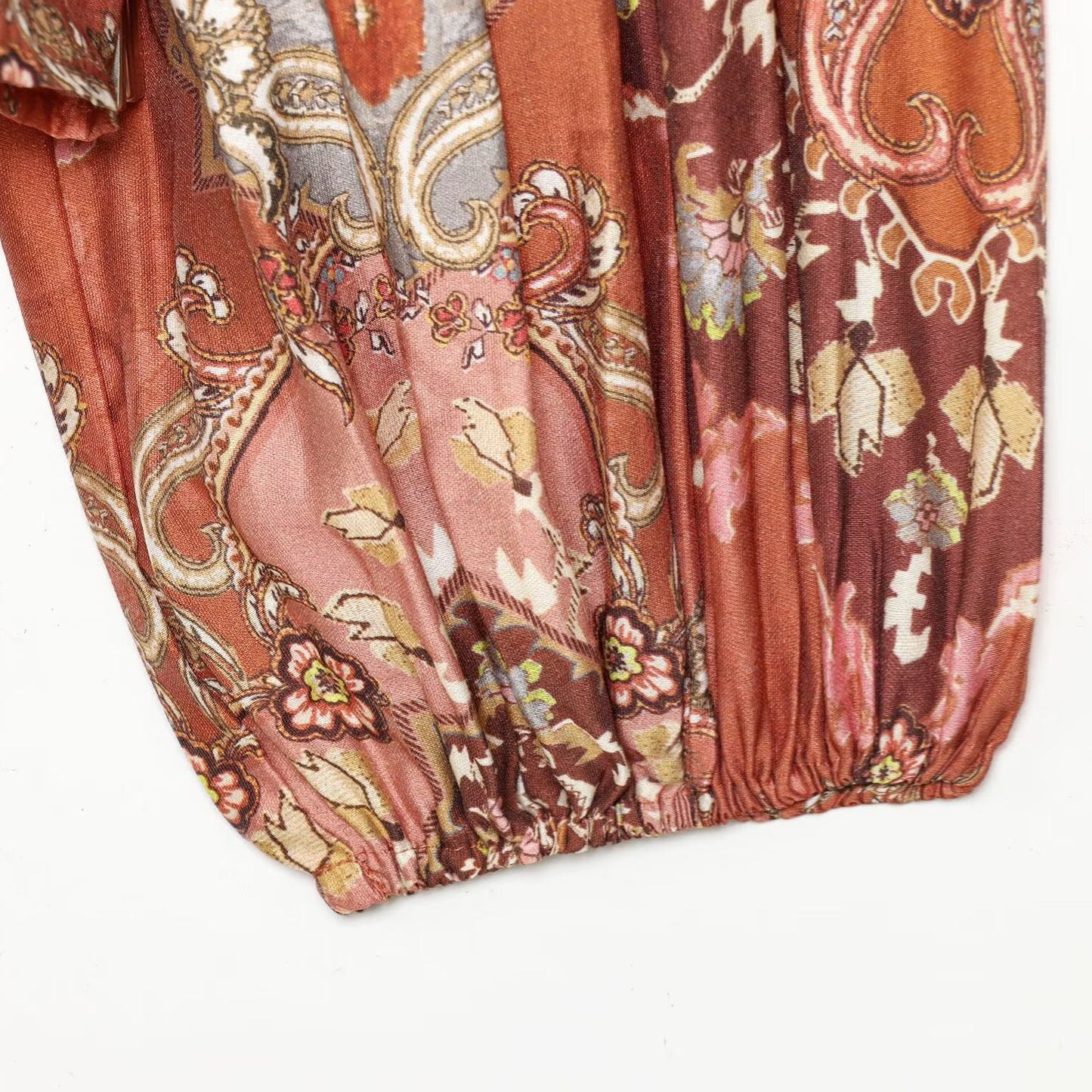 Retro Printed Long Sleeve Top with Skirt Hem | Tajstylo