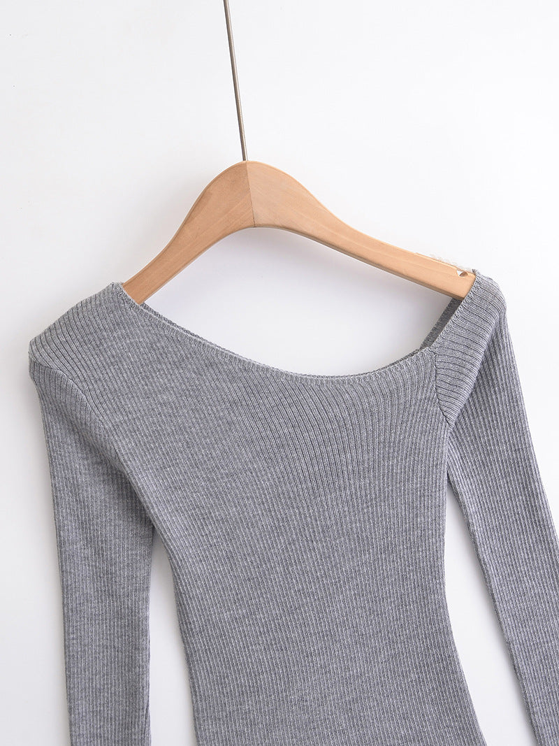 Slanted Shoulder Off Shoulder Slim Fit Top | Tajstylo
