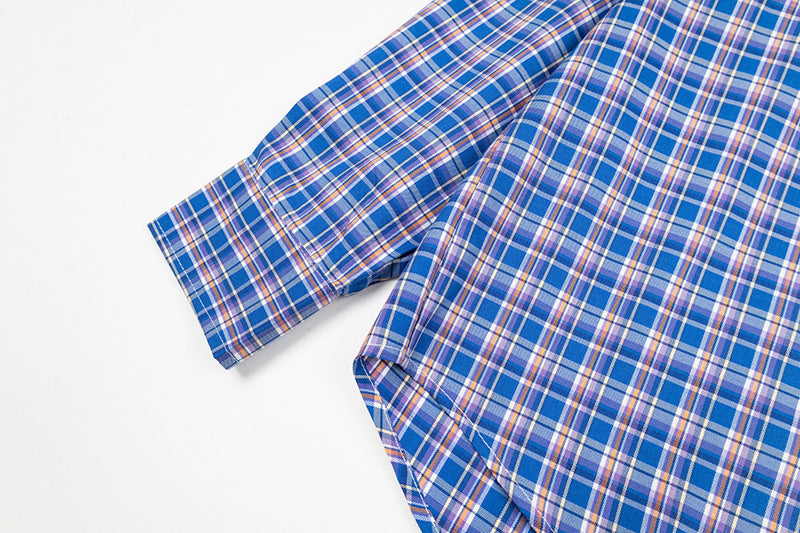 Embroidered Letter Plaid Shirt | Tajstylo