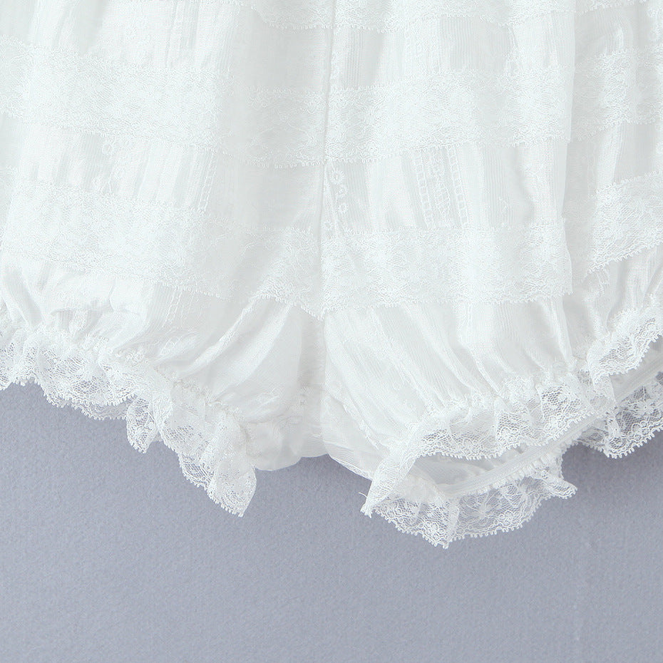 Baby Collar Pleated Top and Cake Layer Shorts Set | Tajstylo
