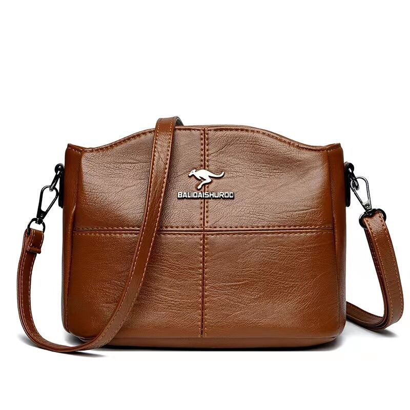Women's Urban Minimalist PU Leather Splicing Small Square Crossbody Shoulder Bag – Model View | TajStylo