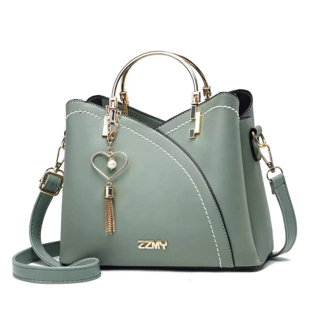 Women's Korean Style Colour Block Large Capacity PU Leather Bucket Bag – Model View | TajStylo