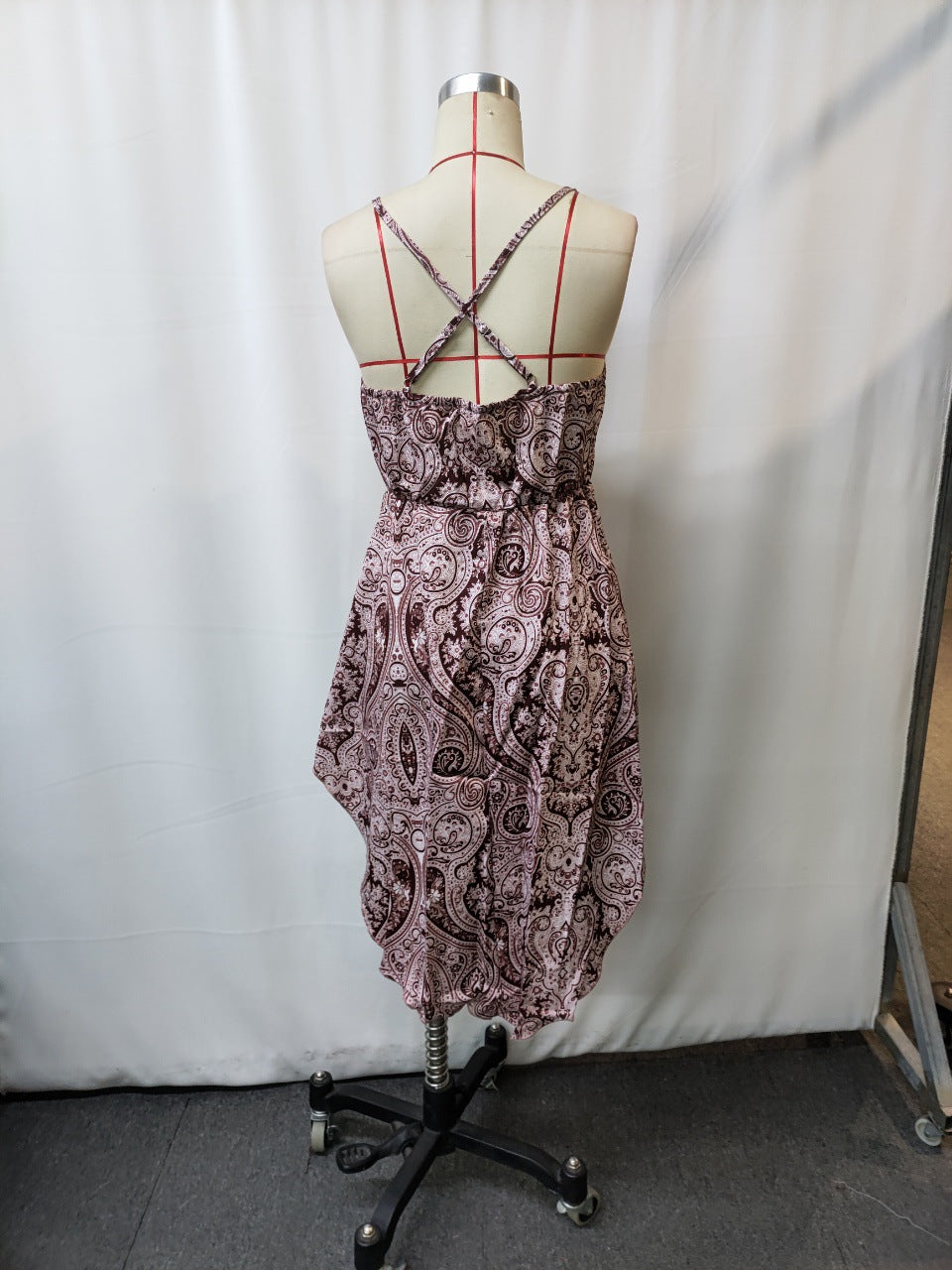 Brown Western Retro Festival Print Midi Dress | Tajstylo
