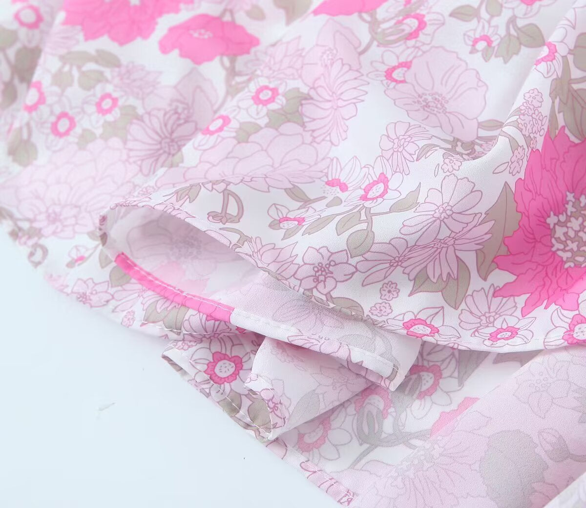 Floral A-Line Long Dress with Puff Sleeves | Tajstylo