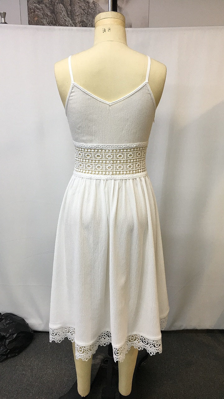 Western Ranch Style Casual Strap V Neck Dress | Tajstylo