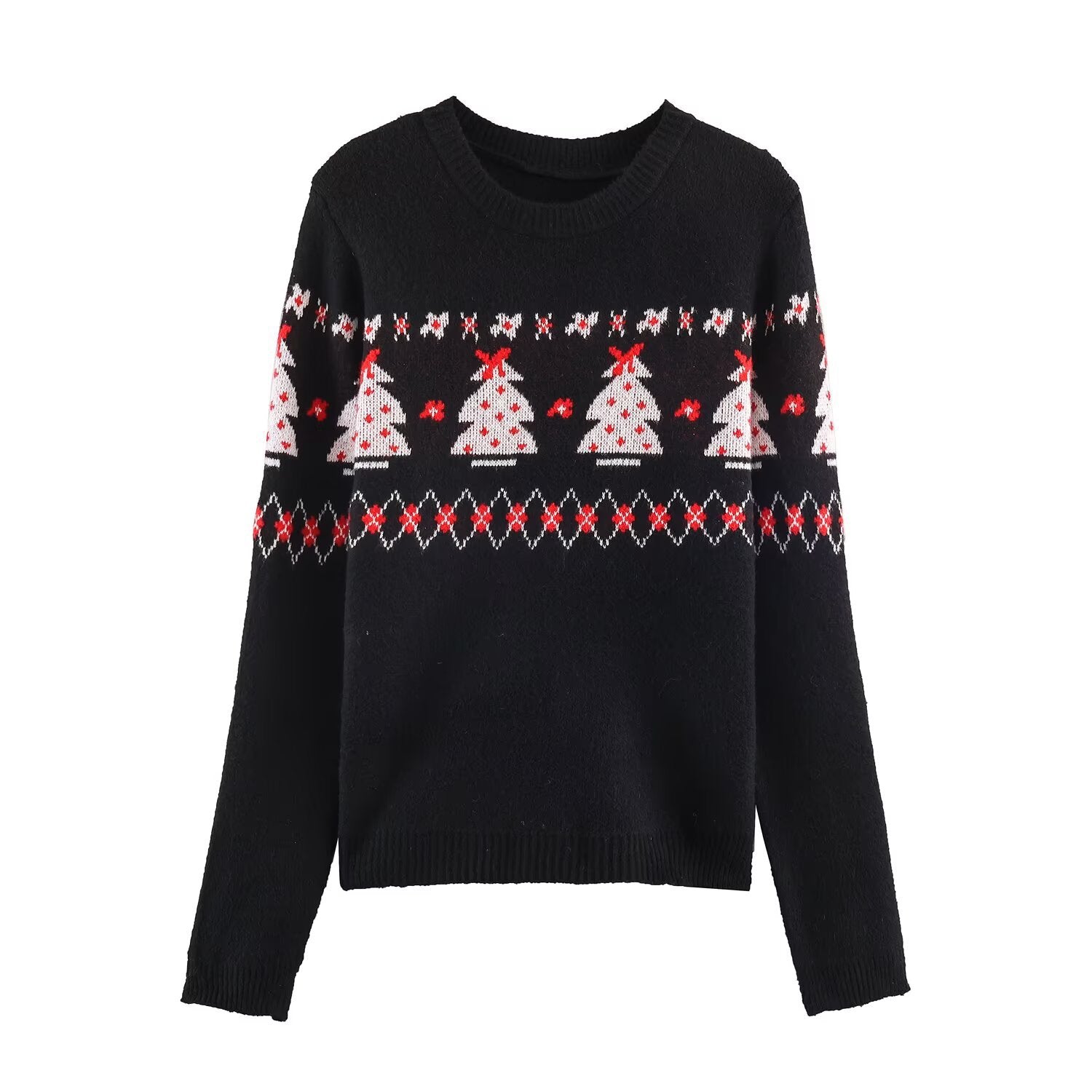 Woman wearing Christmas Series Knitted Top and Skirt Set in a festive setting