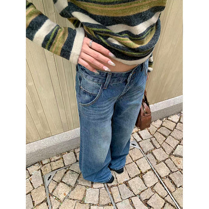 Woman wearing Loose Straight Leg Jeans in a casual setting
