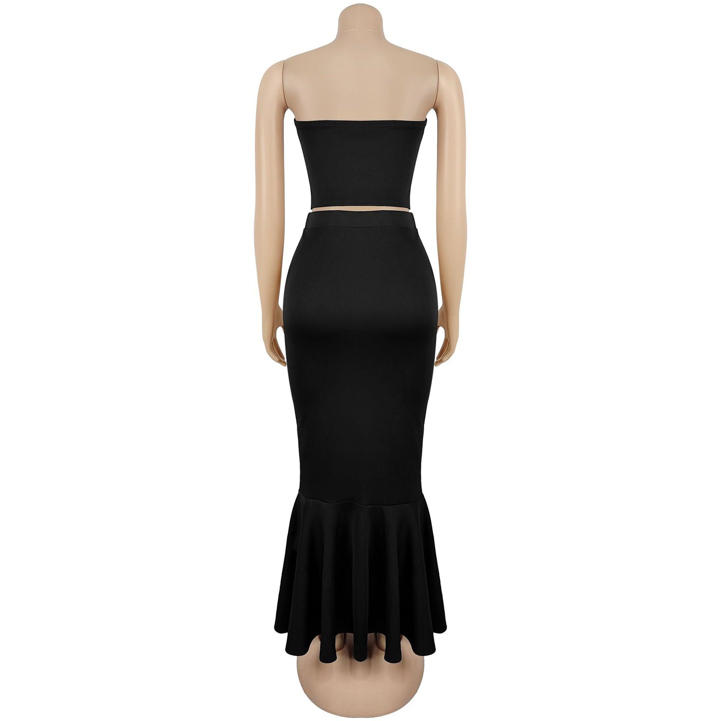 Strapless Lace Trim Top and Bodycon Skirt Set | Tajstylo