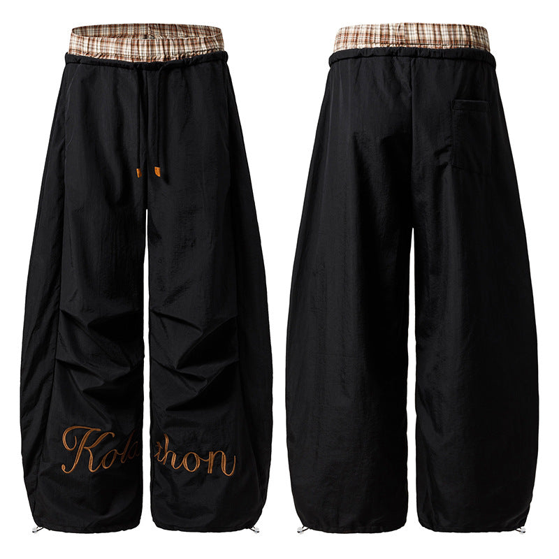 Plaid Patchwork Wide Leg Pants | Tajstylo