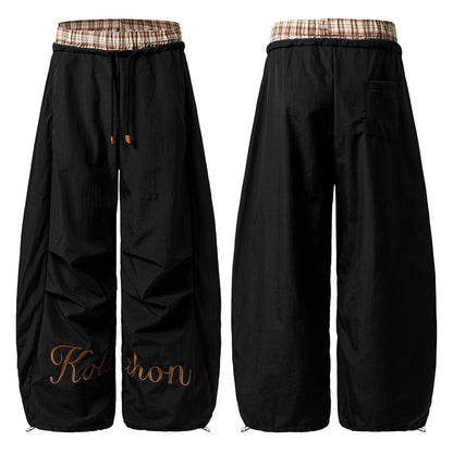 Plaid Patchwork Wide Leg Pants | Tajstylo