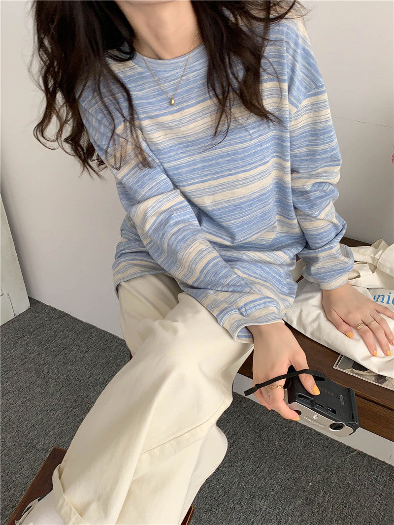 Casual Stripe Long Sleeve T-Shirt | Tajstylo