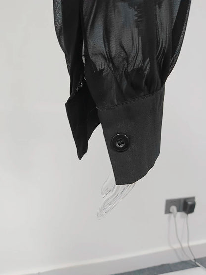 Solid Sheer Mesh Slimming Hooded Shirt | Tajstylo