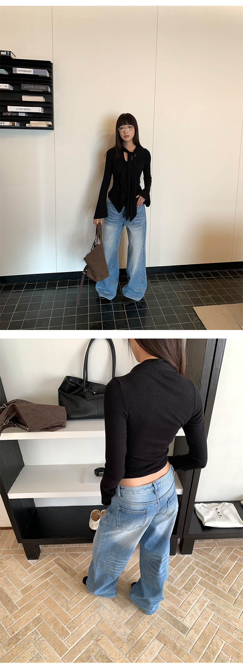 Fleece Lined Wide Leg Jeans | Tajstylo