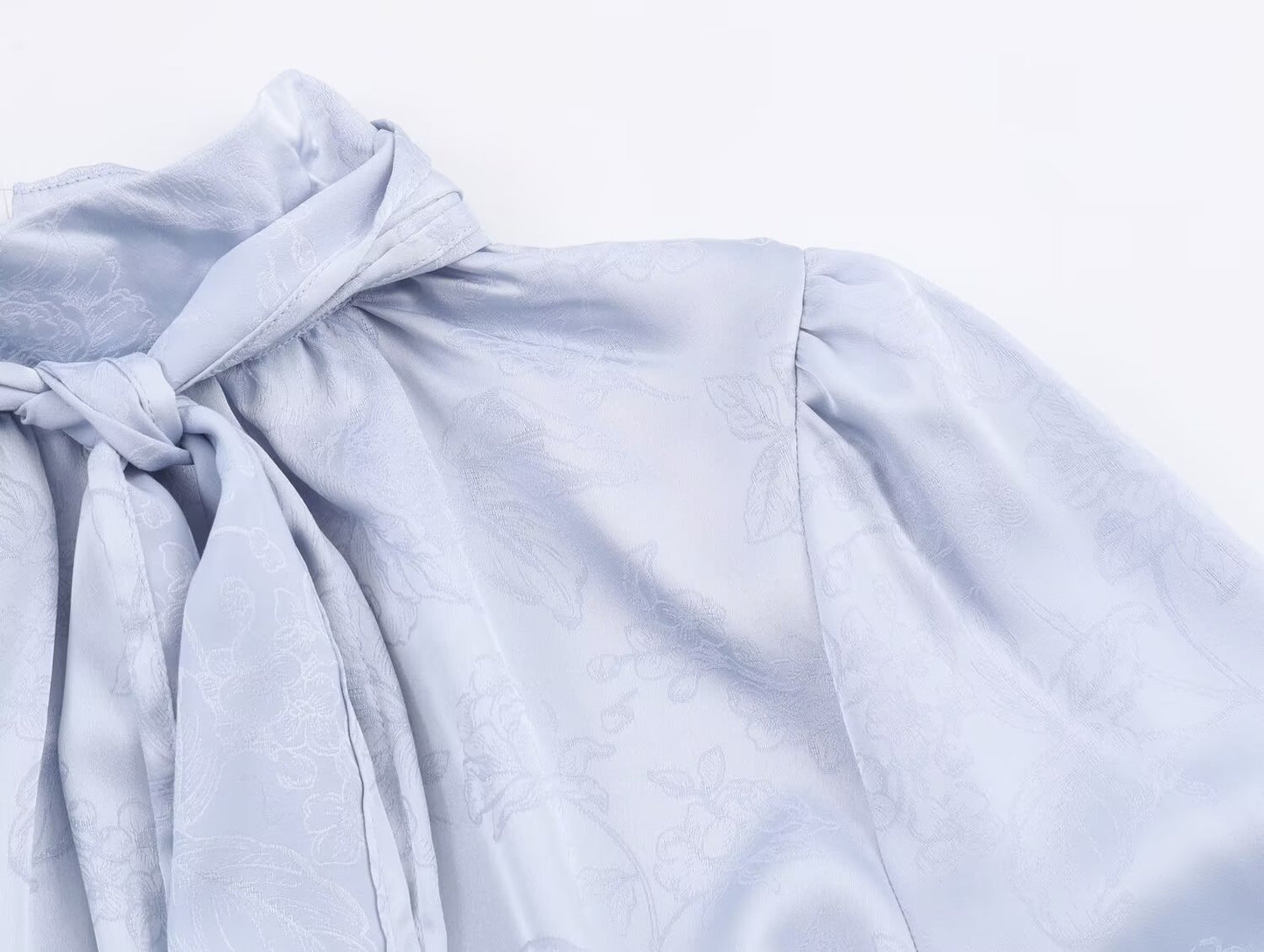 Embroidered Satin Bow Detail Blouse | Tajstylo