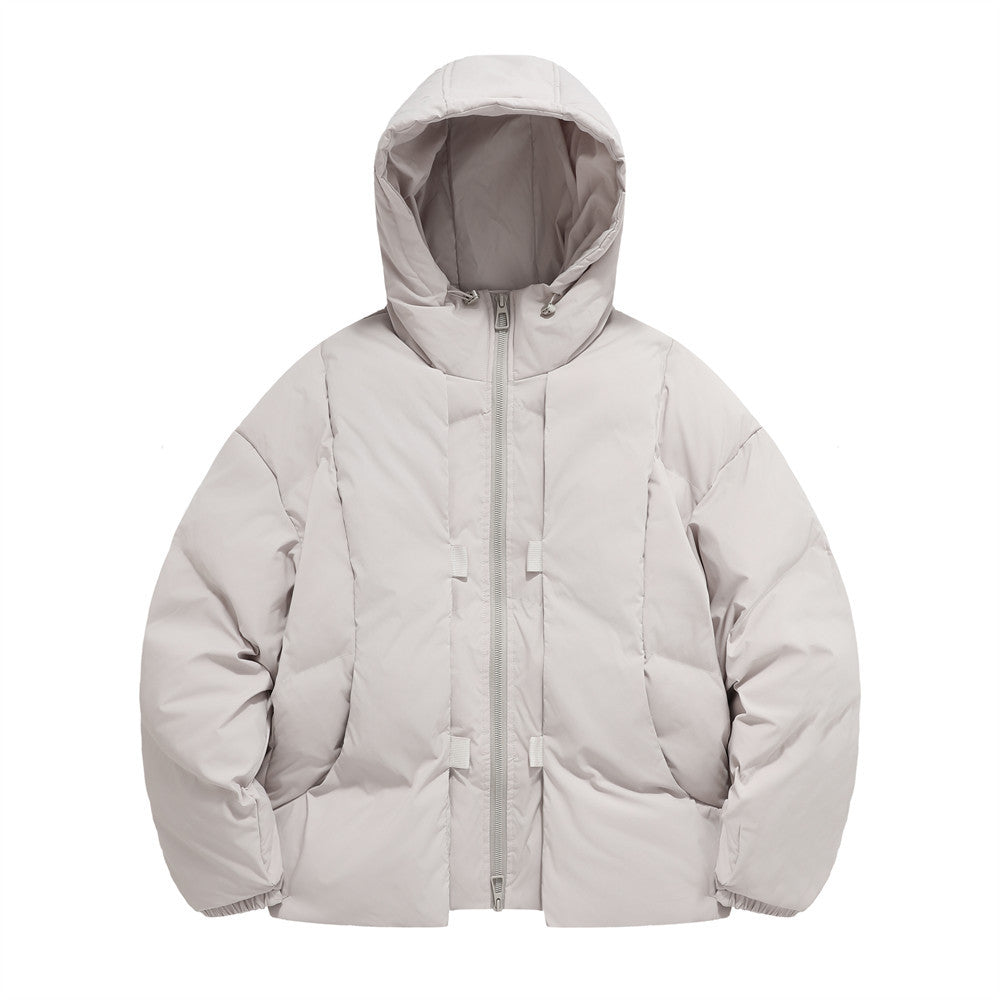 Woman wearing Hooded Cotton Jacket in a city setting