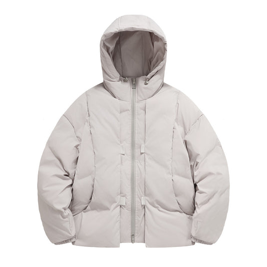 Woman wearing Hooded Cotton Jacket in a city setting