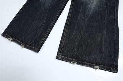Black Denim Straight Leg Jeans | Tajstylo