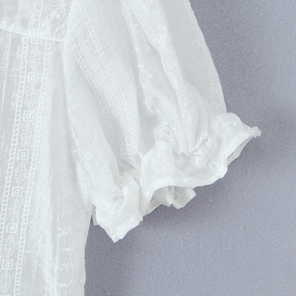 Baby Collar Pleated Top and Cake Layer Shorts Set | Tajstylo