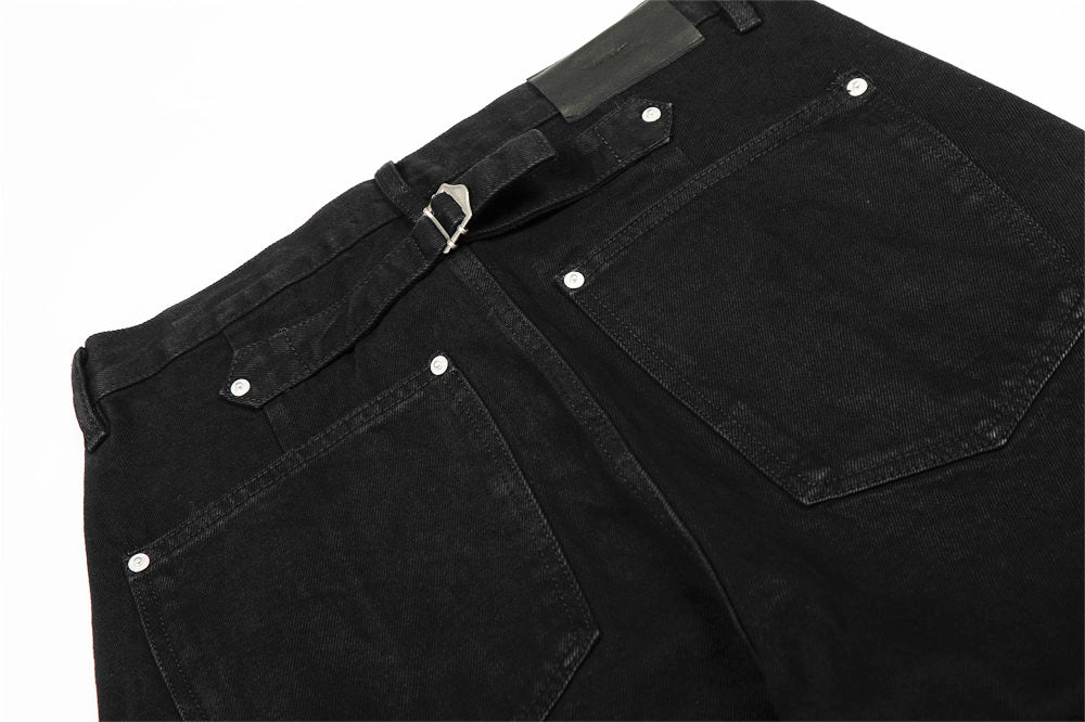 Black Straight Leg Denim Pants | Tajstylo