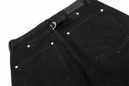 Black Straight Leg Denim Pants | Tajstylo