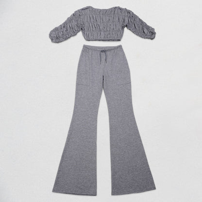 Flattering Two Piece Set with Crop Top and Flared Pants | Tajstylo