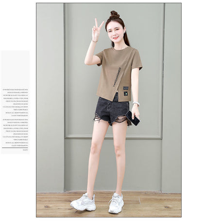 Chic Short Sleeve Slim Fit Top | Tajstylo