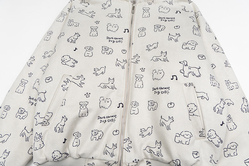 Cartoon Dog Hooded Fleece Coat | Tajstylo