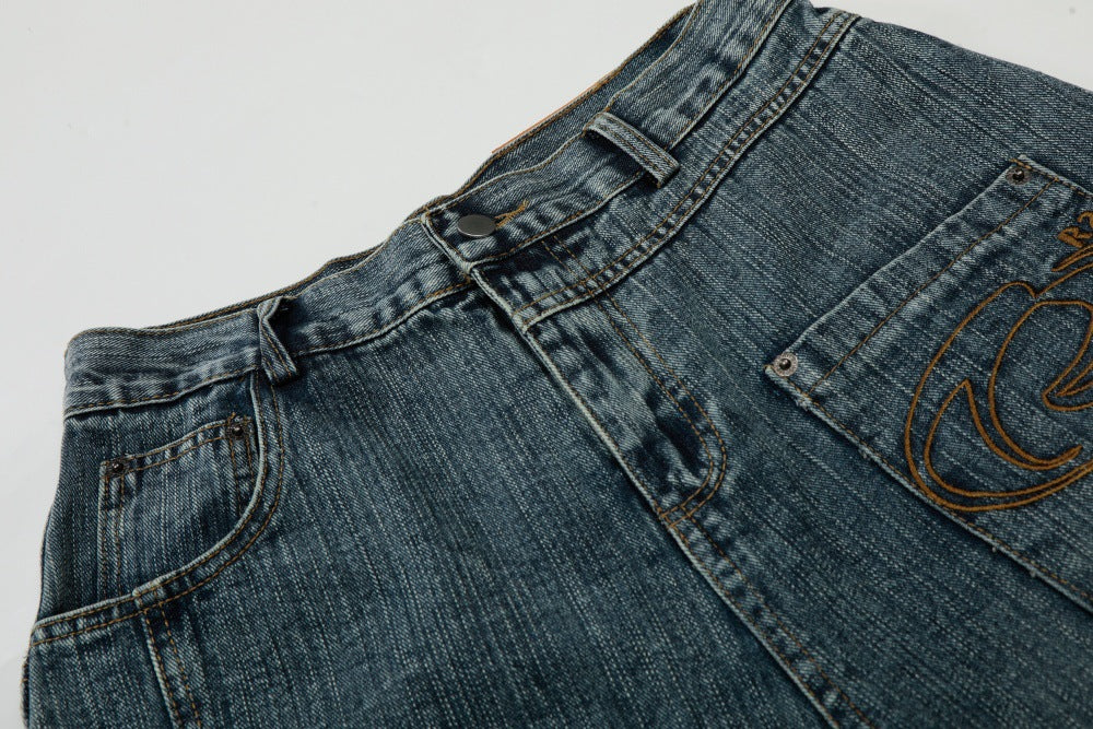 Blue Cowboy Curved Pants | Tajstylo