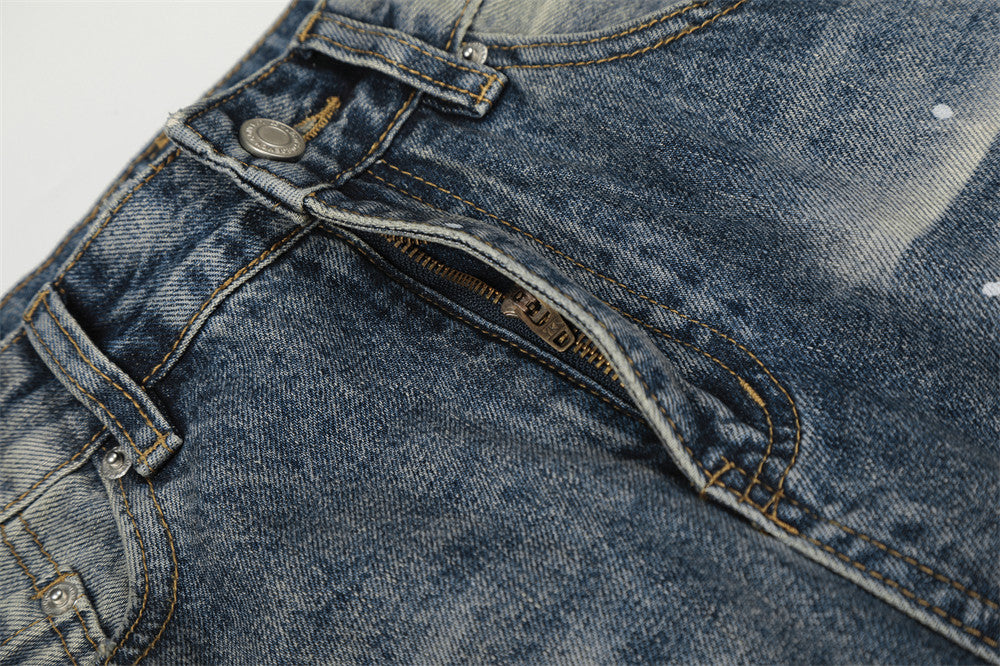 White Washed Denim Straight Leg Pants | Tajstylo