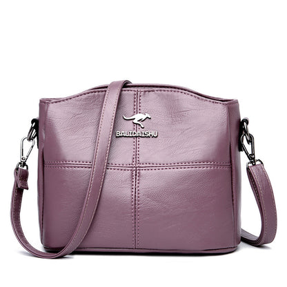 Women's Urban Minimalist PU Leather Splicing Small Square Crossbody Shoulder Bag – Side View | TajStylo