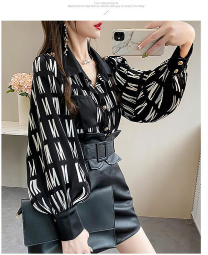 Office Lady Turn Down Collar Blouse | Tajstylo