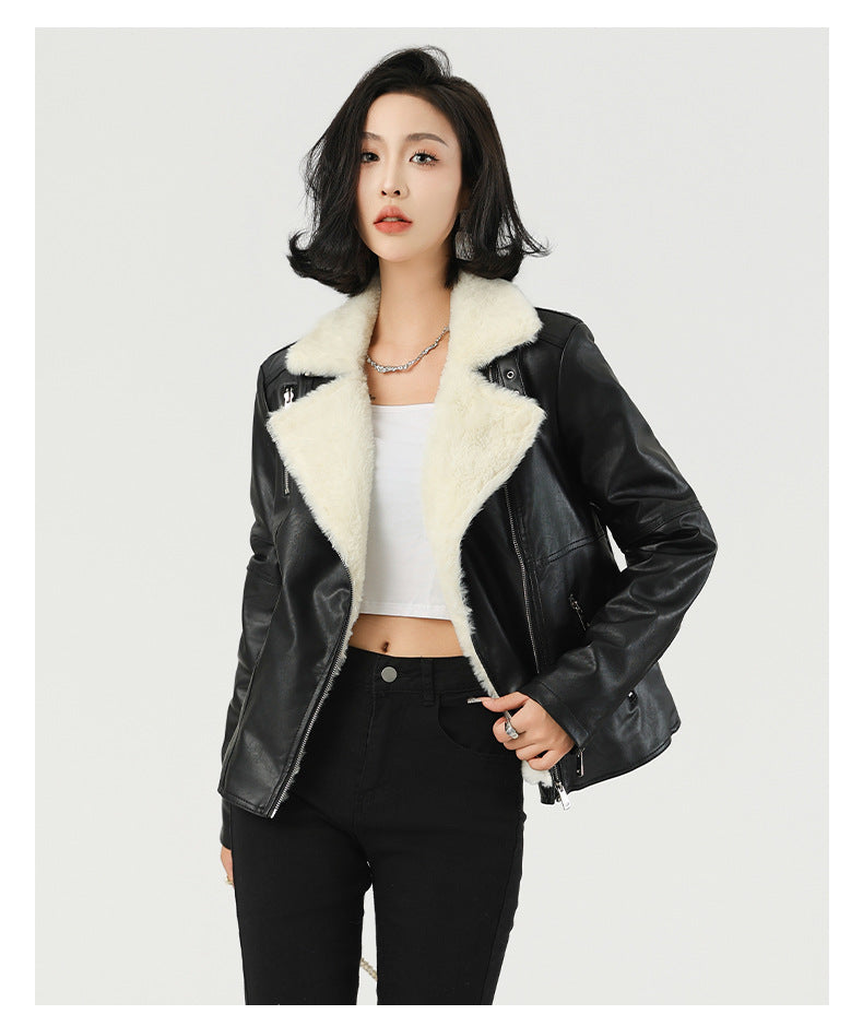 Thick Faux Leather Coat Jacket for Winter | Tajstylo