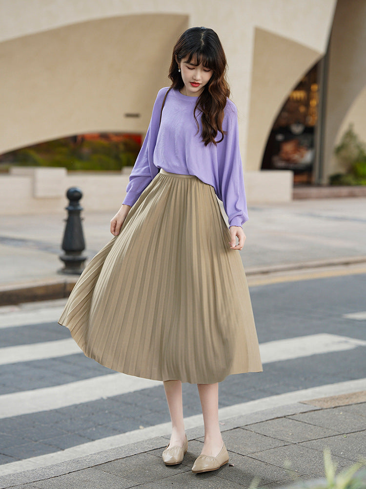 Solid Pleated Skirt for Women | Tajstylo