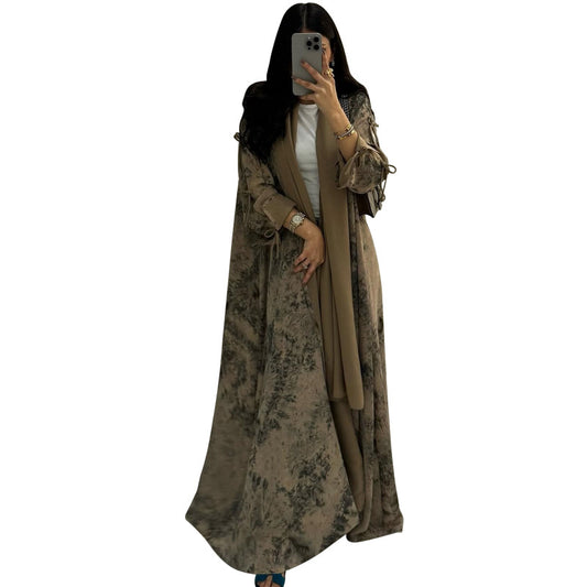 Chiffon Printed Two-Piece Set with Headscarf | Tajstylo