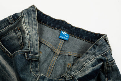 Loose Fit Distressed Blue Denim Jeans | Tajstylo