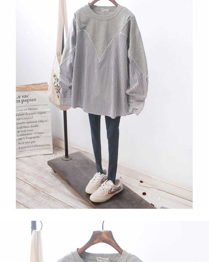 Patchwork Striped Oversized Hoodie | Tajstylo