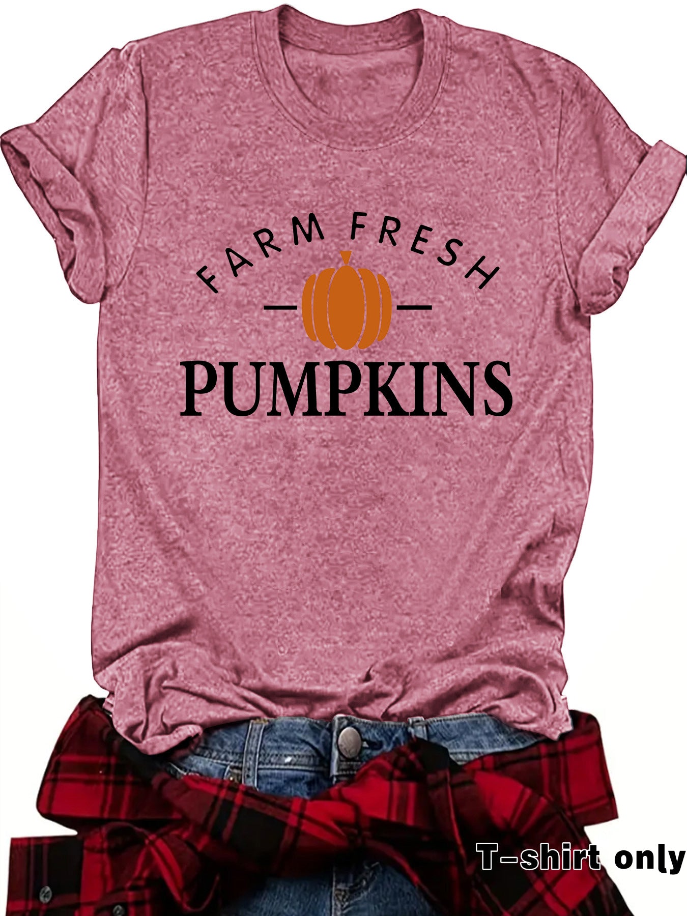 Pumpkin Print Short Sleeve Top | Tajstylo