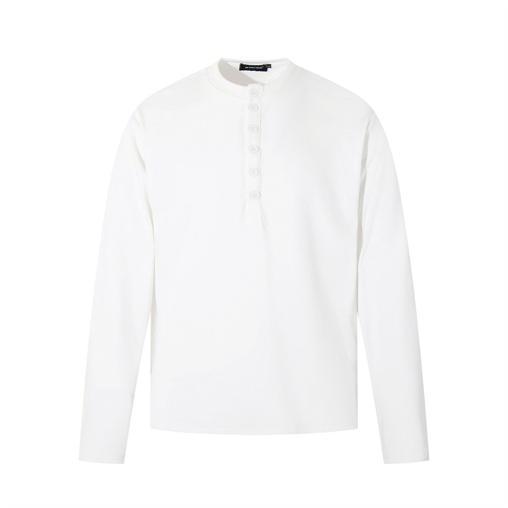 Half Open Collar Long Sleeve Tee | Tajstylo