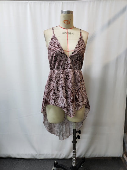 Brown Western Retro Festival Print Midi Dress | Tajstylo