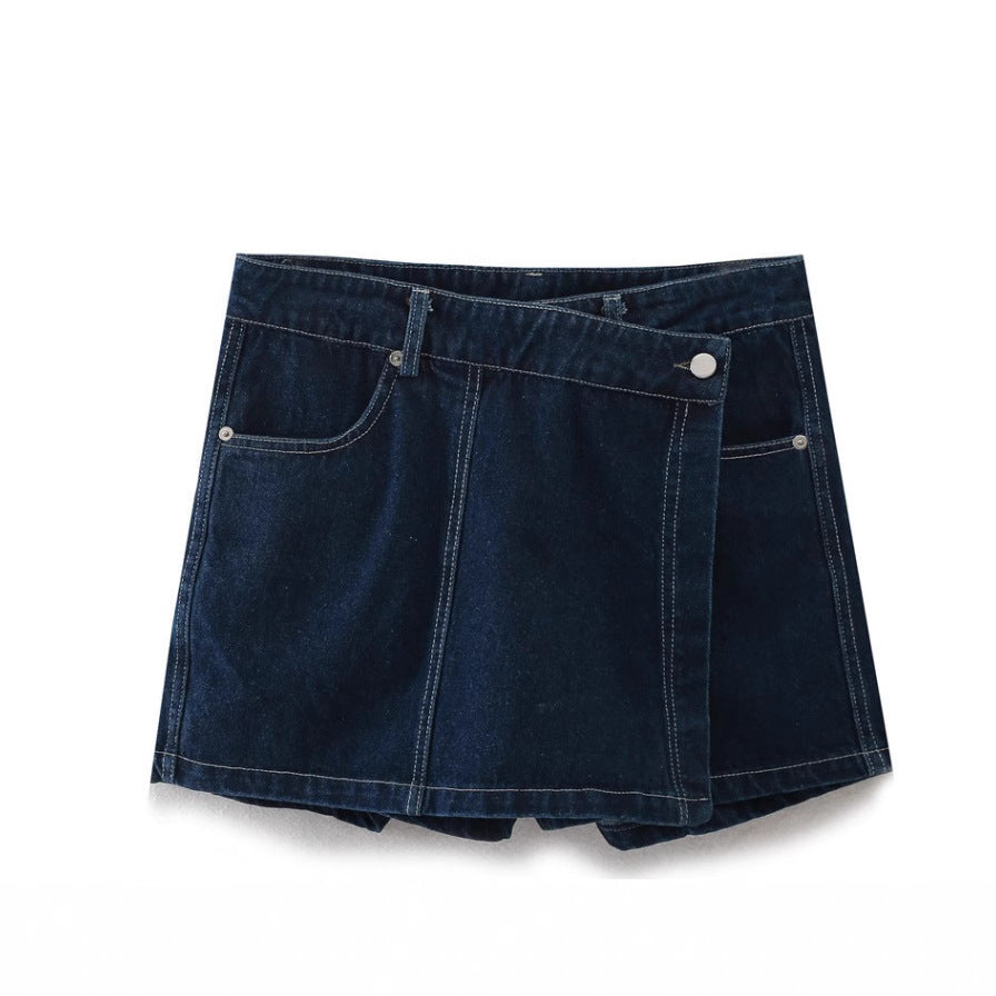 Woman wearing Short Denim Shirt for Women in a casual setting