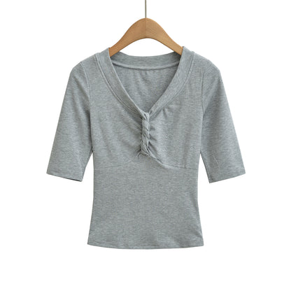 V-Neck Short Sleeve Top for Women | Tajstylo
