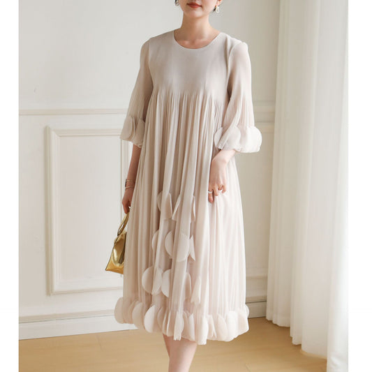 Pleated Plus Size Casual Dress | Tajstylo