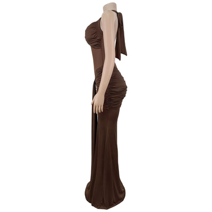 Sheer Mesh Halter Tie-Back Bodycon Dress | Tajstylo