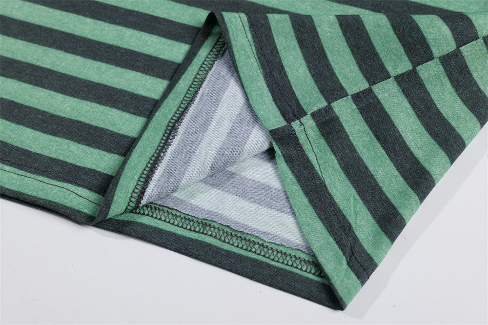 Loose Striped Round Neck Shirt | Tajstylo